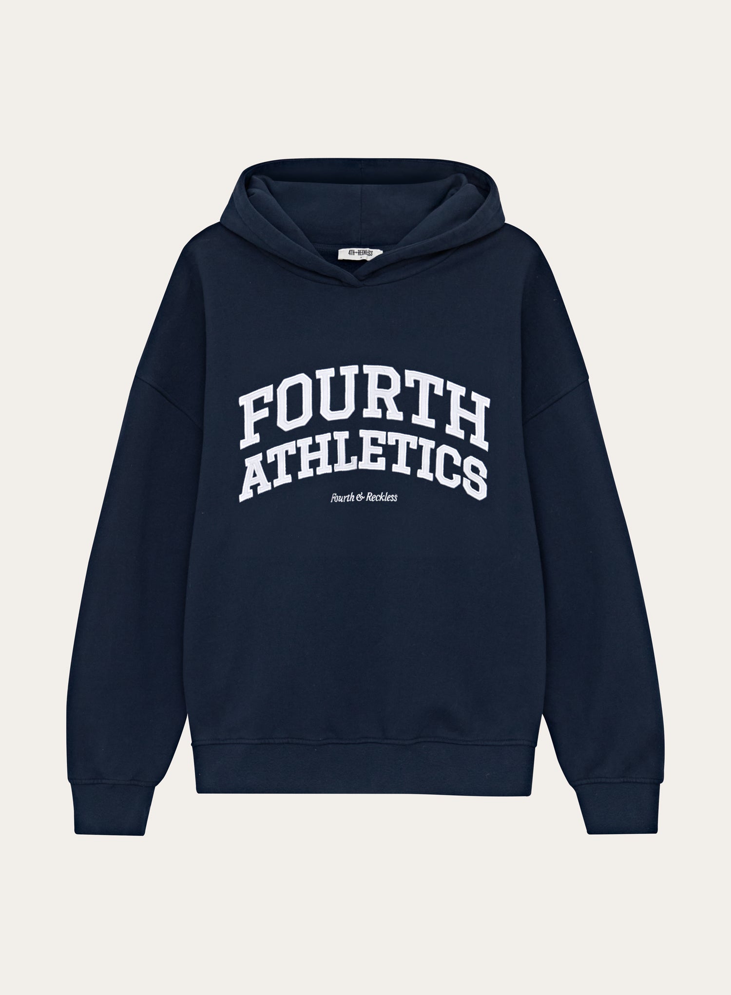 Navy Fourth Athletics Slogan Oversized Hoodie